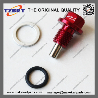 M12 x 1.25 Red Magnetic Engine Oil Pan Drain Sump Filter Adsorb Plug Bolt
