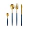 LEKOCH Stainless Steel Flatware Including Fork Spoons Knife Silverware Cutlery Set for 4 Piece Tableware (Blue+Golden)