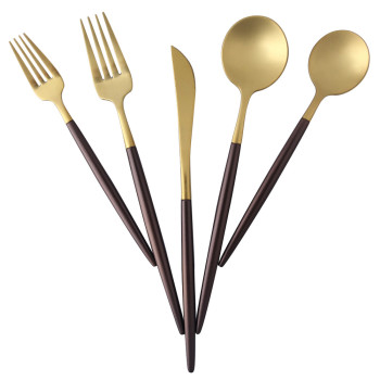 LEKOCH 5 PCS - Portugal Classical GOLD&BLACK Flatware