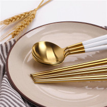 2set White and gold spoon with chopstick