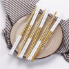 5pair gold and white chopsticks set Korean Household Metal square chopsticks Food grade top Chinese tableware Flatware