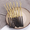 5pair gold with black chopsticks set Korean Household Metal square chopsticks Food grade top Chinese tableware Flatware