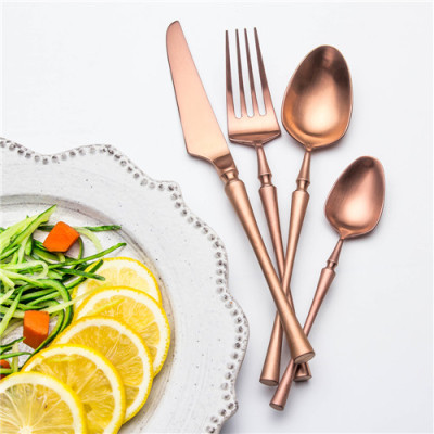 4pcs Azure Dragon Rose Gold Cutlery Set