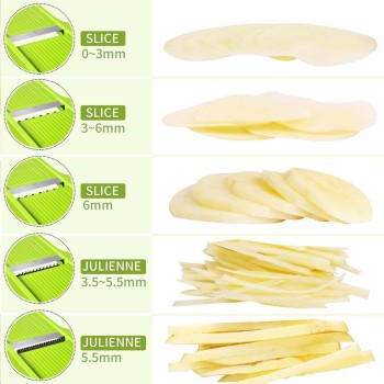 LEKOCH 3-in-1 Adjustable Vegetable Slicer With Stainless Steel Blades