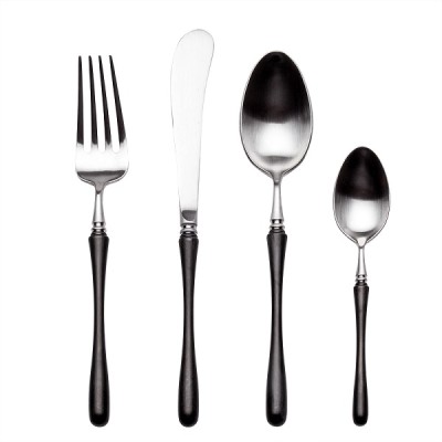 4pcs Luxurious Series black silver Cutlery