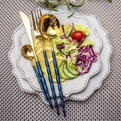 4pcs Luxurious Series Blue gold Cutlery