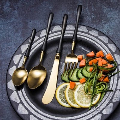4pcs Luxurious Series black gold Cutlery