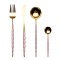 4pcs Luxurious pink gold Cutlery