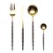 4pcs Joint Gold With Black Cutlery Set