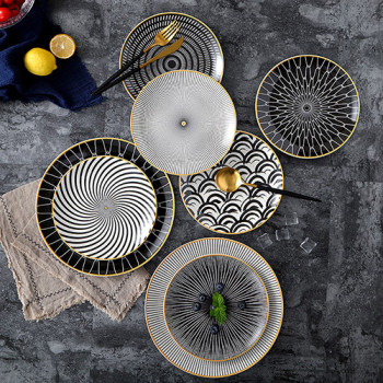 Lekoch 6pcs 10inch Phnom Penh Geometry Dinnerware set Dessert Plate