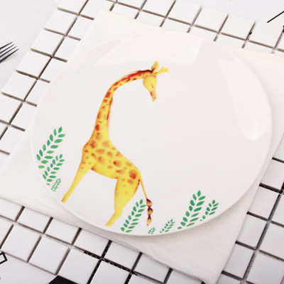 Lekoch 1pc 8inch Cartoon Giraffe Dinner Plate Ceramic Dinnerware Fruit Tray