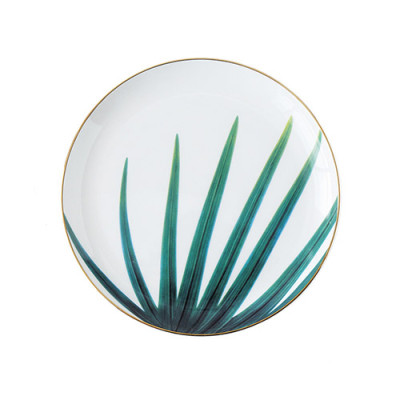 Lekoch Ceramic Plate Handcraft Leaf Gold Inlay Porcelain Dinner Plate Dinnerware --Leaf C