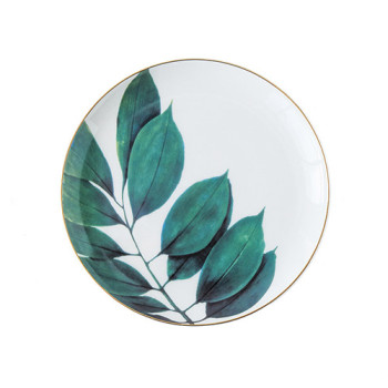 Lekoch Ceramic Plate Handcraft Leaf Gold Inlay Porcelain Dinner Plate Dinnerware--Leaf B