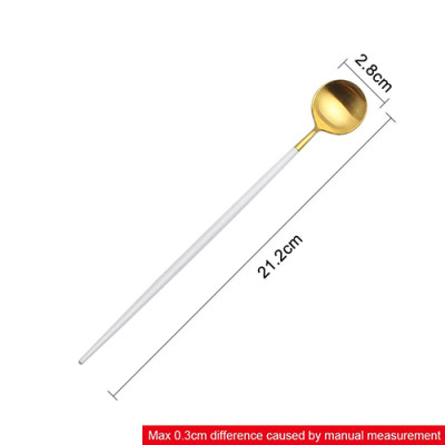 LEKOCH 8.2 Inches 18/10 Stainless Steel Long Handle Spoons Set White&Golden 4pcs