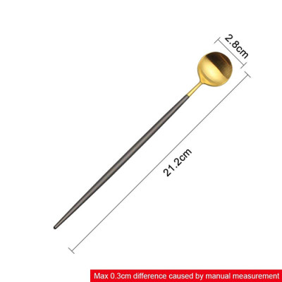 LEKOCH 8.2 Inches 18/10 Stainless Steel Long Handle Spoons Set Black&Golden 4pcs