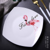 Lekoch 9.5 inch Ceramic Plates Elegent Flamingo Design Dinner Dessert Food Dishes