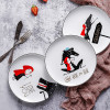 Lekoch 4pcs ceramic Little Red Hat Dinner Plate Tableware Set