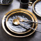 Lekoch 2 PCS  Gold & Black Porcelain Ceramic Dinnerware Set Steak Dishes