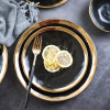 Lekoch 2 PCS  Gold & Black Porcelain Ceramic Dinnerware Set Steak Dishes