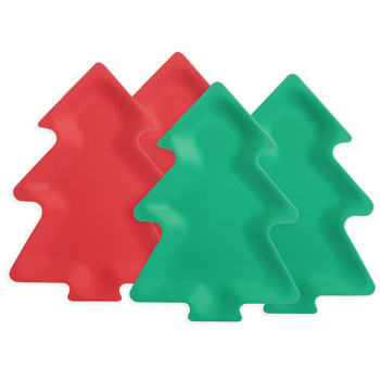 Lekoch Eco Friendly Christmas Tree Dishes Set Dessert Plates 4PCS