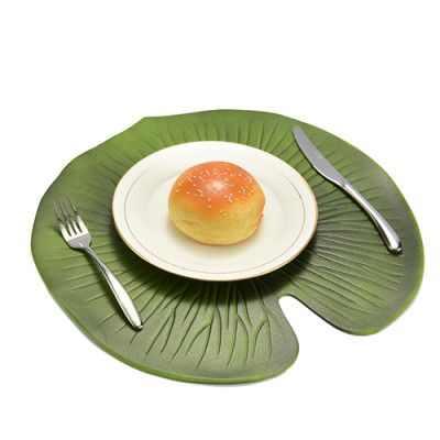 Lekoch 5Pcs Green Leaf Placemat Waterproof Dining Table Mat Bowl Pads