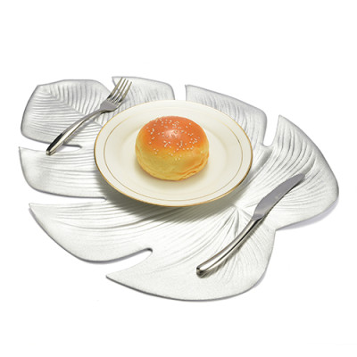 Lekoch 5Pcs Silver Leaf Placemat Waterproof Dining Table Mat Bowl Pads