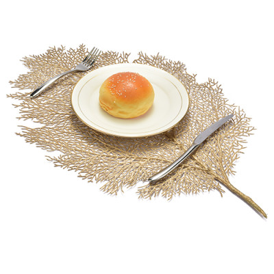 Lekoch 5Pcs Coral Branch Placemat Waterproof Dining Table Mat Bowl Pads
