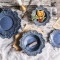 Lekoch 5pcs Blue Vintage Dinnerware set Dinner Plates