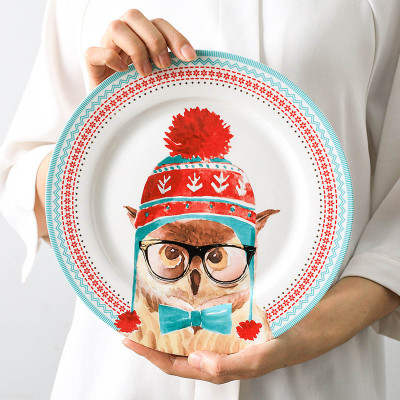 Lekoch Bone China Christmas Dinner Plates Set of 4 - 26cm