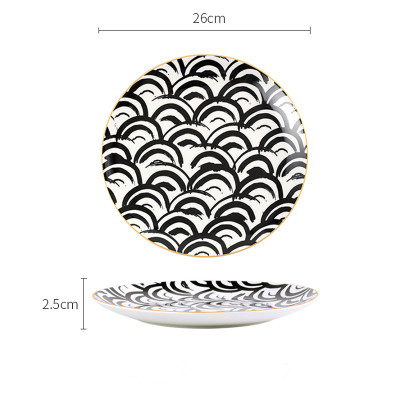 Lekoch Bone China Geometric Wave Pattern Dinner Plates
