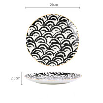 Lekoch Bone China Geometric Wave Pattern Dinner Plates