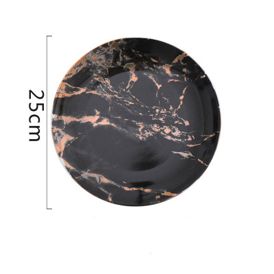 Lekoch Marble Plate 10 inch Ceramic Dinner Plates - Black