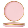 Lekoch 9 inch Matte Pink Gilt-Edged Ceramic Plates