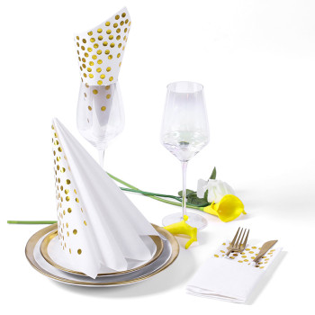 Lekoch Air-laid Disposables Paper White with Gold Dots Napkins 50PCS