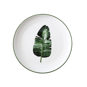 Lekoch Nordic Style Plate Ceramic Dinner Plates 8 inches--Leaf B