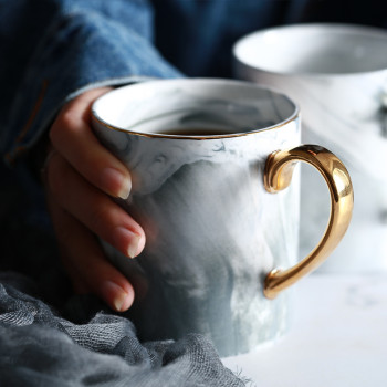 Lekoch Gold Blue Ceramic Mug Coffee Cup Milk Cups