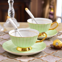 Lekoch Bone China Teacup Saucer Set Coffee Cup Green
