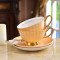 Lekoch Bone China Teacup Saucer Set Coffee Cup Yellow