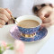 Lekoch Bone China Blue Teacup Saucer Set Coffee Cup European Style