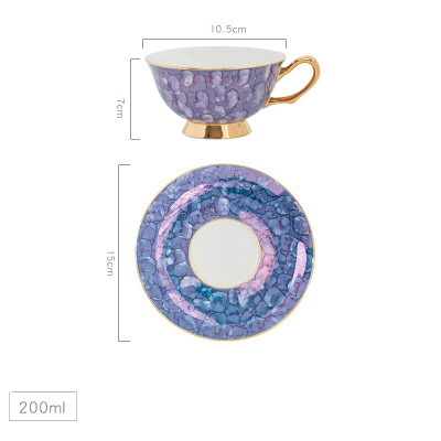 Lekoch Bone China Blue Teacup Saucer Set Coffee Cup European Style