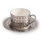 Lekoch Silver Porcelain Teacup Saucer Set Coffee Cup Set