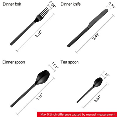 Lekoch Mirror Polish Black Flatware set of 4