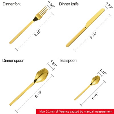 Lekoch Mirror Polish Gold Flatware set of 4