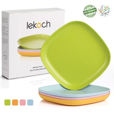 Lekoch Eco Friendly 4 Colors Bamboo Tableware Set Dinner Plates