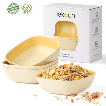 Lekoch Eco Friendly Bamboo Fiber Dinnerware Set 4PCS