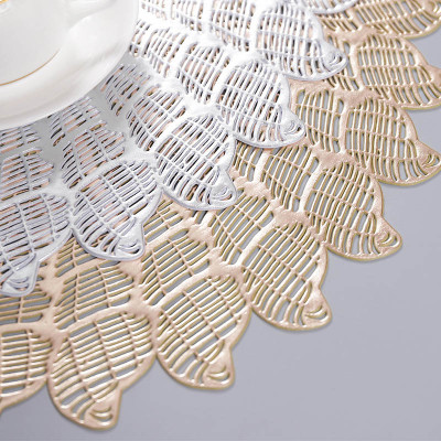 Lekoch 6PCS Silver Round Placemat Dining Table Mat Bowl Pads Set