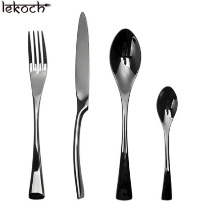 LEKOCH-4PCS Vogue Black Stainless Steel Flatware
