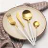 LEKOCH 4 PCS 18/10 Stainless-steel Flatware Set Portugal Classical GOLD&WHITE