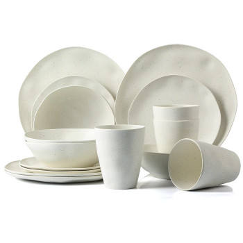 Lekoch® 16pcs Simulation ceramics  Bamboo Fiber Dinnerware Set for 4