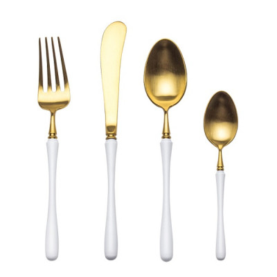 4pcs Luxurious Series gold white Cutlery